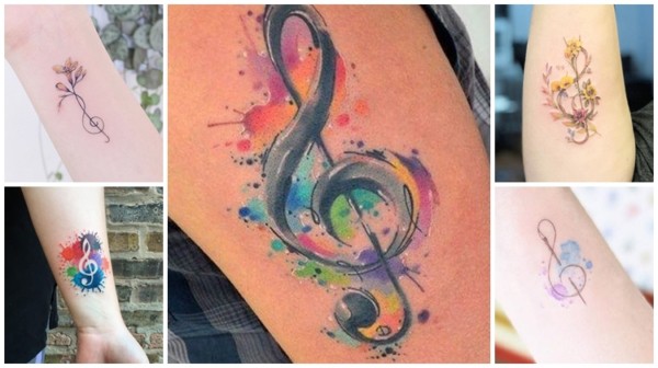 Tatuaggio chiave di violino – 49 idee che esprimono amore per la musica!