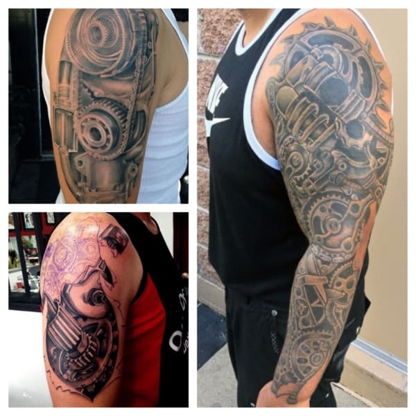 Tatuaje de brazo mecánico ➞ ¡+50 increíbles fotos y tatuajes!