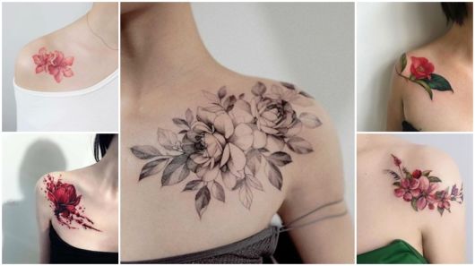 Tatuaje de flores en el hombro: ¡54 tatuajes perfectos y hermosos diseños!